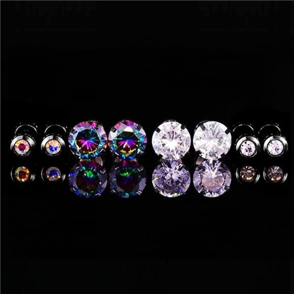 4 Pack Titanium Screw Back Earrings Sleep Stud Hypoallergenic for Sensitive Ears - Picture 6 of 7